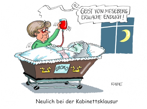 Cartoon: Meseberger Erwachen (medium) by RABE tagged sonderparteitag,spd,martin,schulz,ja,groko,koalitionsverhandlungen,rabe,ralf,böhme,cartoon,karikatur,pressezeichnung,farbcartoon,tagescartoon,merkel,union,koalitionsgespräche,meseberg,klausur,klausurtagung,ergebnisse,konservativ,sarg,leiche,blut,blutransfussion,geist,erwachen,zukunft,spahn,scholz,seehofer,aufgaben,streit,sonderparteitag,spd,martin,schulz,ja,groko,koalitionsverhandlungen,rabe,ralf,böhme,cartoon,karikatur,pressezeichnung,farbcartoon,tagescartoon,merkel,union,koalitionsgespräche,meseberg,klausur,klausurtagung,ergebnisse,konservativ,sarg,leiche,blut,blutransfussion,geist,erwachen,zukunft,spahn,scholz,seehofer,aufgaben,streit