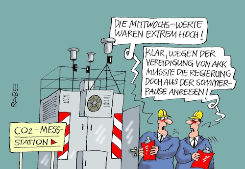 Cartoon: Messwerte (medium) by RABE tagged klimawandel,umwelt,umweltministerin,schulze,sp,klimapreis,heizung,auto,rabe,ralf,böhme,cartoon,karikatur,pressezeichnung,farbcartoon,tagescartoon,brücke,bettler,verkehr,klimaprämie,friday,for,future,messstation,messwerte,stickstoffausstoss,auswertung,akk,vereitigung,kramp,karrenbauer,flugzeuge,umweltbelastung,rückholung,sommerpause,verteidigungsministerin,klimawandel,umwelt,umweltministerin,schulze,sp,klimapreis,heizung,auto,rabe,ralf,böhme,cartoon,karikatur,pressezeichnung,farbcartoon,tagescartoon,brücke,bettler,verkehr,klimaprämie,friday,for,future,messstation,messwerte,stickstoffausstoss,auswertung,akk,vereitigung,kramp,karrenbauer,flugzeuge,umweltbelastung,rückholung,sommerpause,verteidigungsministerin