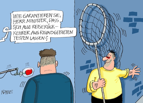 Cartoon: Mit Netz und doppeltem Boden (medium) by RABE tagged virus,corona,pandemie,coronakrise,rabe,ralf,böhme,cartoon,karikatur,pressezeichnung,farbcartoon,tagescartoon,viren,virenschutz,mundschutz,desinfektion,föderal,föderalismus,ländersache,schnelltest,pflichttest,reiserückkehrer,flughäfen,kostenübernahme,jens,spahn,gesundheitsminister,netz,kescher,virus,corona,pandemie,coronakrise,rabe,ralf,böhme,cartoon,karikatur,pressezeichnung,farbcartoon,tagescartoon,viren,virenschutz,mundschutz,desinfektion,föderal,föderalismus,ländersache,schnelltest,pflichttest,reiserückkehrer,flughäfen,kostenübernahme,jens,spahn,gesundheitsminister,netz,kescher