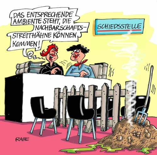 Cartoon: Nachbarschaftsstreit (medium) by RABE tagged nachbarn,nachbarschaftsstreit,gartenzaun,misthaufen,schiedsstelle,schlichter,schlichtung,gestze,rabe,ralf,böhme,cartoon,karikatur,pressezeichnung,farbcartoon,tagescartoon,parteien,streitpunkt,zaun,nachbarschaftsrecht,paragraphen,nachbarn,nachbarschaftsstreit,gartenzaun,misthaufen,schiedsstelle,schlichter,schlichtung,gestze,rabe,ralf,böhme,cartoon,karikatur,pressezeichnung,farbcartoon,tagescartoon,parteien,streitpunkt,zaun,nachbarschaftsrecht,paragraphen