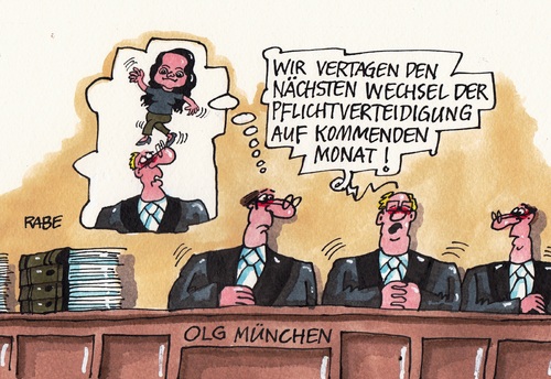 Cartoon: Nasentanz (medium) by RABE tagged sturm,nationalsozialisten,mandat,mandant,jva,bka,zschäpe,nsu,prozess,olg,münchen,trio,oberlandesgericht,nazimorde,dönermorde,verteidiger,pflichtverteidiger,heer,stahl,vertagung,wechsel,gericht,justiz,rechtsanwalt,staatsanwalt,rabe,ralf,böhm,cartoon,karikatur,pressezeichnung,farbcartoon,tagescartoon,gerichtssaal,anwälte,nase,tanz,beate,sturm,nationalsozialisten,mandat,mandant,jva,bka,zschäpe,nsu,prozess,olg,münchen,trio,oberlandesgericht,nazimorde,dönermorde,verteidiger,pflichtverteidiger,heer,stahl,vertagung,wechsel,gericht,justiz,rechtsanwalt,staatsanwalt,rabe,ralf,böhm,cartoon,karikatur,pressezeichnung,farbcartoon,tagescartoon,gerichtssaal,anwälte,nase,tanz,beate