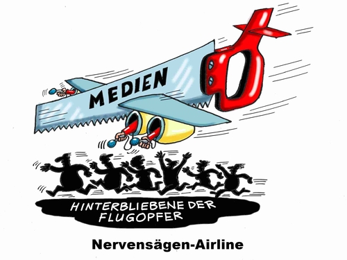 Cartoon: Nervensägen (medium) by RABE tagged flugzeug,flugzeugabsturz,german,wings,medien,tv,reporter,mikrofone,rabe,ralf,böhme,cartoon,karikatur,pressezeichnung,farbcartoon,tagescartoon,angehörige,untersuchungen,opfer,hinterbliebene,boulevardmedien,sensationsreporter,absturzursache,flugzeugkatastrophe,säge,airline,gebirge,bergung,flugzeug,flugzeugabsturz,german,wings,medien,tv,reporter,mikrofone,rabe,ralf,böhme,cartoon,karikatur,pressezeichnung,farbcartoon,tagescartoon,angehörige,untersuchungen,opfer,hinterbliebene,boulevardmedien,sensationsreporter,absturzursache,flugzeugkatastrophe,säge,airline,gebirge,bergung