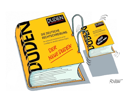 Cartoon: Neuer Duden (medium) by RABE tagged duden,rechtschreibung,wörterbuch,schreibweise,rabe,ralf,böhme,cartoon,karikatur,pressezeichnung,farbcartoon,tagescartoon,buch,nachschlagewerk,rettungsboot,duden,rechtschreibung,wörterbuch,schreibweise,rabe,ralf,böhme,cartoon,karikatur,pressezeichnung,farbcartoon,tagescartoon,buch,nachschlagewerk,rettungsboot