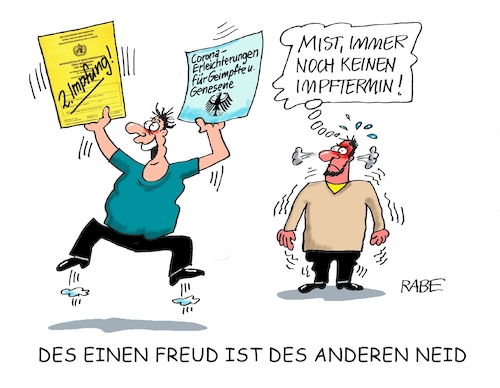 Cartoon: Noch ne Neiddebatte (medium) by RABE tagged corona,bundländerkonferenz,merkel,kanzleramt,lockerungen,stufenplan,öffnungen,lockdown,shutdown,baumärkte,impfdosen,rki,fallzahlen,inzidenzwert,spahn,impfzentren,impfreihenfolge,notbremse,erleichterungen,neid,neiddebatte,geimpfte,genesene,schnelltests,impfausweis,corona,bundländerkonferenz,merkel,kanzleramt,lockerungen,stufenplan,öffnungen,lockdown,shutdown,baumärkte,impfdosen,rki,fallzahlen,inzidenzwert,spahn,impfzentren,impfreihenfolge,notbremse,erleichterungen,neid,neiddebatte,geimpfte,genesene,schnelltests,impfausweis