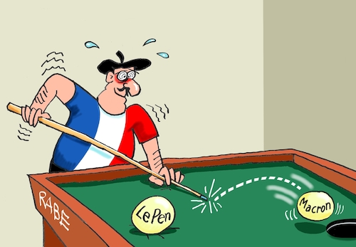 Cartoon: Nochmal Billiard (medium) by RABE tagged frankreich,paris,präsidentschaftswahl,emanuel,macron,marie,le,pen,rabe,ralf,böhme,cartoon,karikatur,pressezeichnung,farbcartoon,tagescartoon,billiard,billiardtisch,billiardkugel,queue,billiardstock,billiardspieler,franzose,frankreich,paris,präsidentschaftswahl,emanuel,macron,marie,le,pen,rabe,ralf,böhme,cartoon,karikatur,pressezeichnung,farbcartoon,tagescartoon,billiard,billiardtisch,billiardkugel,queue,billiardstock,billiardspieler,franzose