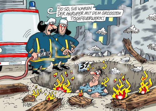 Cartoon: Nochmal Tischfeuerwerk (medium) by RABE tagged silvester,neujahr,jahresbeginn,prosit,rutsch,feuerwerk,böller,neujahrsansprache,silvesteransprache,rabe,ralf,böhme,cartoon,karikatur,pressezeichnung,farbcartoon,tagescartoon,tv,rede,alexa,amazon,tischfeuerwerk,krater,trichter,explosion,unfall,feuerwehr,silvester,neujahr,jahresbeginn,prosit,rutsch,feuerwerk,böller,neujahrsansprache,silvesteransprache,rabe,ralf,böhme,cartoon,karikatur,pressezeichnung,farbcartoon,tagescartoon,tv,rede,alexa,amazon,tischfeuerwerk,krater,trichter,explosion,unfall,feuerwehr