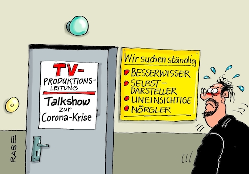 Cartoon: Nörgelfritze (medium) by RABE tagged virus,corona,pandemie,coronakrise,rabe,ralf,böhme,cartoon,karikatur,pressezeichnung,farbcartoon,tagescartoon,viren,virenschutz,mundschutz,desinfektion,föderal,föderalismus,ländersache,lockerungen,maskenpflicht,abstandsregeln,tv,fernsehen,talkrunde,talkshow,nörgler,besserwisser,selbstdarsteller,politiker,kanzlerkandidaten,virus,corona,pandemie,coronakrise,rabe,ralf,böhme,cartoon,karikatur,pressezeichnung,farbcartoon,tagescartoon,viren,virenschutz,mundschutz,desinfektion,föderal,föderalismus,ländersache,lockerungen,maskenpflicht,abstandsregeln,tv,fernsehen,talkrunde,talkshow,nörgler,besserwisser,selbstdarsteller,politiker,kanzlerkandidaten