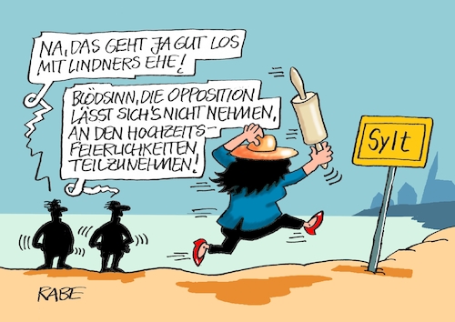 Cartoon: Nudelholziges (medium) by RABE tagged ampel,ampelkoalition,koalitionsvertrag,fdp,spd,grüne,rabe,ralf,böhme,cartoon,karikatur,pressezeichnung,farbcartoon,tagescartoon,fc,bayern,münchen,fußball,tor,christian,lindner,hochzeit,eheschließung,hochzeitsfeier,sylt,trauung,gäste,opposition,strand,sand,meer,insel,promi,promifaktor,politiker,finanzminister,ampel,ampelkoalition,koalitionsvertrag,fdp,spd,grüne,rabe,ralf,böhme,cartoon,karikatur,pressezeichnung,farbcartoon,tagescartoon,fc,bayern,münchen,fußball,tor,christian,lindner,hochzeit,eheschließung,hochzeitsfeier,sylt,trauung,gäste,opposition,strand,sand,meer,insel,promi,promifaktor,politiker,finanzminister