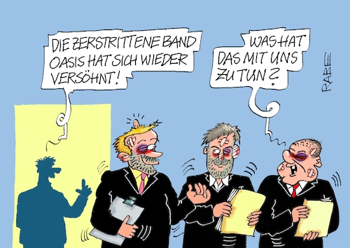 Cartoon: Oasisampel (medium) by RABE tagged ampel,ampelregierung,rot,grün,gelb,fdp,spd,grüne,rabe,ralf,böhme,cartoon,karikatur,pressezeichnung,farbcartoon,tagescartoon,pöbelei,pöbler,bestrafung,regelung,beschimpfung,bundestag,abgeordnete,streit,veilchen,blut,versöhnung,oasis,band,pop,britpop,reunion,konzert,beatles,musik,ampel,ampelregierung,rot,grün,gelb,fdp,spd,grüne,rabe,ralf,böhme,cartoon,karikatur,pressezeichnung,farbcartoon,tagescartoon,pöbelei,pöbler,bestrafung,regelung,beschimpfung,bundestag,abgeordnete,streit,veilchen,blut,versöhnung,oasis,band,pop,britpop,reunion,konzert,beatles,musik