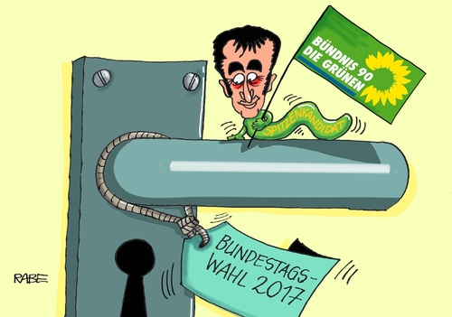 Cartoon: Özdemir Klinke (medium) by RABE tagged özdemir,grüne,spitzenkandidat,parteitag,türke,erdogan,kanzleramt,kanzlerkandidatur,rabe,ralf,böhme,cartoon,karikatur,pressezeichnung,farbcartoon,türe,türklinke,raupe,made,özdemir,grüne,spitzenkandidat,parteitag,türke,erdogan,kanzleramt,kanzlerkandidatur,rabe,ralf,böhme,cartoon,karikatur,pressezeichnung,farbcartoon,türe,türklinke,raupe,made