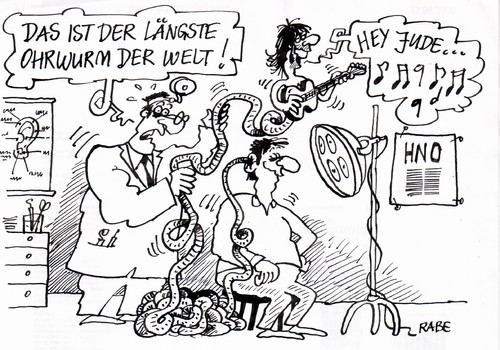 Cartoon: Ohrwurm Beatles Song Hey Jude (medium) by RABE tagged beatles,single,hey,jude,ohrwurm,musik,schallplatte,jukebox,liverpool,lp,rockband,radio,dj,komponisten,john,paul,george,ringo,arzt,halsnasenohrenarzt,gitarre,popsong,beatles,lp,weihnachten,bescherung,weihnachtsbaum,weihnachstmann,rockband,liverpool,geschenke,musik,band,itunes