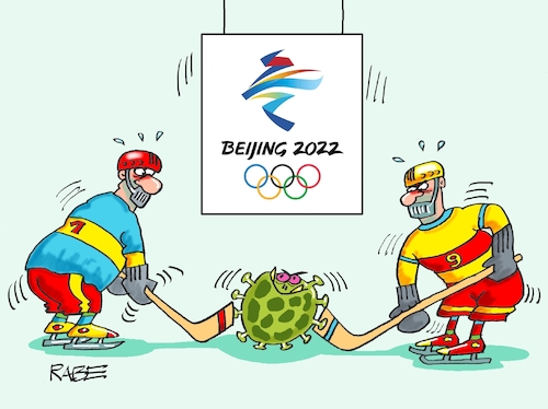 Cartoon: Olympionieten (medium) by RABE tagged olympia,china,peking,winterspiele,wintersport,corona,coronapandemie,rabe,ralf,böhme,cartoon,karikatur,pressezeichnung,farbcartoon,tagescartoon,omicron,omikron,drittimpfung,eishockey,eishockeymannschaft,puk,eishockeyspieler,eishockeyschläger,olympia,china,peking,winterspiele,wintersport,corona,coronapandemie,rabe,ralf,böhme,cartoon,karikatur,pressezeichnung,farbcartoon,tagescartoon,omicron,omikron,drittimpfung,eishockey,eishockeymannschaft,puk,eishockeyspieler,eishockeyschläger