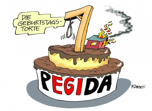 Cartoon: Pegida (medium) by RABE tagged pegida,dresden,sachsen,montagsspaziergang,flüchtlinge,islamisierung,rabe,ralf,böhme,cartoon,karikatur,pressezeichnung,farbcartoon,tagescartoon,torte,galgen,flühtlingsheim,brandanschlag,rechte,pegida,dresden,sachsen,montagsspaziergang,flüchtlinge,islamisierung,rabe,ralf,böhme,cartoon,karikatur,pressezeichnung,farbcartoon,tagescartoon,torte,galgen,flühtlingsheim,brandanschlag,rechte