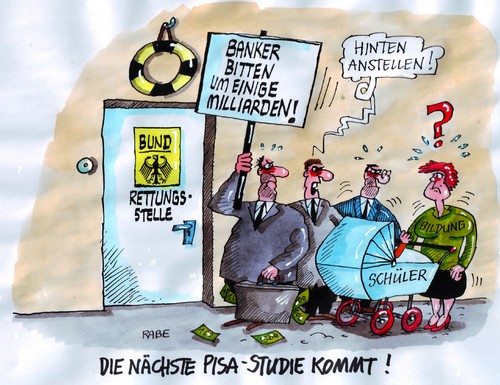 Cartoon: Pisastudie (medium) by RABE tagged rettungspaket,rettungsstelle,milliarden,unterricht,nachhilfe,bildungsmisere,kinderwagen,bildungsstandarts,lehrer,schüler,kinder,bildungswesen,schulen,schwarzgelb,soforthilfe,milliardenkredit,banker,euro,bildung,pisatest,pisastudie,pisastudie,pisatest,bildung,euro,banker,milliardenkredit,soforthilfe,schwarzgelb,schulen,bildungswesen,kinder,schüler,lehrer,bildungsstandarts,kinderwagen,bildungsmisere,unterricht,milliarden,rettungsstelle,rettungspaket,nachhilfe,wissen