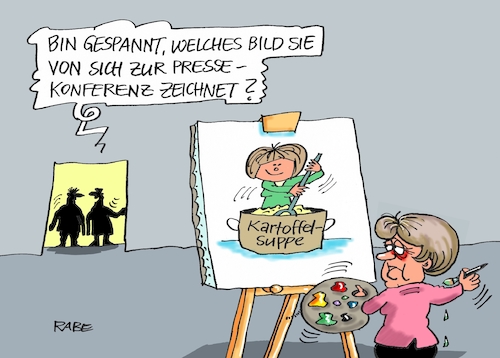 Cartoon: Pressekonferenz (medium) by RABE tagged pressekonferenz,merkel,kanzlerin,bundestagswahl,journalisten,fragen,interviews,rabe,ralf,böhme,cartoon,karikatur,pressezeichnung,farbcartoon,tagescartoon,bild,staffelei,leinwand,oel,pinsel,farben,malerei,whlkampf,umfragewerte,pressekonferenz,merkel,kanzlerin,bundestagswahl,journalisten,fragen,interviews,rabe,ralf,böhme,cartoon,karikatur,pressezeichnung,farbcartoon,tagescartoon,bild,staffelei,leinwand,oel,pinsel,farben,malerei,whlkampf,umfragewerte