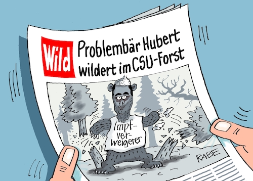 Cartoon: Problembärchen (medium) by RABE tagged corona,bundländerkonferenz,merkel,kanzleramt,lockerungen,stufenplan,öffnungen,lockdown,shutdown,baumärkte,impfdosen,rki,fallzahlen,inzidenzwert,spahn,impfzentren,impfreihenfolge,notbremse,impfgegner,impfverweigerer,hubert,aiwanger,csu,bayern,forst,wald,wild,wilderer,bildzeitung,zeitung,wilderei,söder,corona,bundländerkonferenz,merkel,kanzleramt,lockerungen,stufenplan,öffnungen,lockdown,shutdown,baumärkte,impfdosen,rki,fallzahlen,inzidenzwert,spahn,impfzentren,impfreihenfolge,notbremse,impfgegner,impfverweigerer,hubert,aiwanger,csu,bayern,forst,wald,wild,wilderer,bildzeitung,zeitung,wilderei,söder