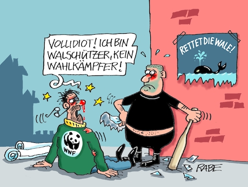 Cartoon: Prügelknabe (medium) by RABE tagged wahlkämpfer,wählerbundestagswahl,wahlkampf,hürde,wähler,wahlergebnis,rabe,ralf,böhme,cartoon,karikatur,pressezeichnung,farbcartoon,tagescartoon,europawahl,wahlplakat,wahlhelfer,rechte,afd,nazi,schläger,schlägertyp,tierschützer,wwf,wal,walfisch,walplakat,meer,wahlkämpfer,wählerbundestagswahl,wahlkampf,hürde,wähler,wahlergebnis,rabe,ralf,böhme,cartoon,karikatur,pressezeichnung,farbcartoon,tagescartoon,europawahl,wahlplakat,wahlhelfer,rechte,afd,nazi,schläger,schlägertyp,tierschützer,wwf,wal,walfisch,walplakat,meer