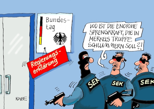 Cartoon: Regierungserklärung (medium) by RABE tagged bundestag,bundestagssitzung,bundestagswahl,schlagabtausch,lammert,merkel,gabril,rabe,ralf,böhme,cartoon,karikatur,pressezeichnung,farbcartoon,tagescartoon,regierungserklärung,amtszeit,islam,seehofer,afd,oppositionsparteien,sek,sprengkraft,sprengstoff,bundestag,bundestagssitzung,bundestagswahl,schlagabtausch,lammert,merkel,gabril,rabe,ralf,böhme,cartoon,karikatur,pressezeichnung,farbcartoon,tagescartoon,regierungserklärung,amtszeit,islam,seehofer,afd,oppositionsparteien,sek,sprengkraft,sprengstoff