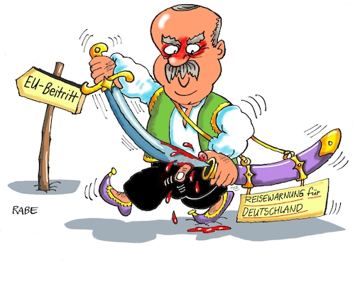 Cartoon: Reisewarnung II (medium) by RABE tagged deutschland,wahl,präsidialamt,türkei,erdogan,sultan,ankara,rabe,ralf,böhme,cartoon,karikatur,pressezeichnung,farbcartoon,tagescartoon,reise,reisewarnung,urlauber,touristen,türken,deutschtürken,diktator,wahlkampf,beeinflussung,gefahr,haft,pressefreiheit,deutschland,wahl,präsidialamt,türkei,erdogan,sultan,ankara,rabe,ralf,böhme,cartoon,karikatur,pressezeichnung,farbcartoon,tagescartoon,reise,reisewarnung,urlauber,touristen,türken,deutschtürken,diktator,wahlkampf,beeinflussung,gefahr,haft,pressefreiheit