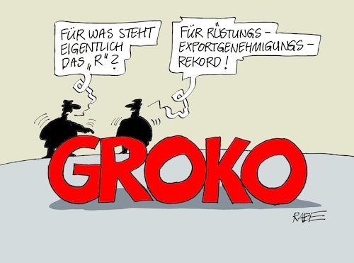 Cartoon: Rekordverdächtig (medium) by RABE tagged groko,union,cdu,csu,spd,merkel,akk,berlin,bundesregierung,befragung,rabe,ralf,böhme,cartoon,karikatur,pressezeichnung,farbcartoon,tagescartoon,prügelei,halbzeit,halbzeitbilanz,mauer,mauerfall,grenze,rüstung,rüstungsexporte,rüstungsgüter,rüstungsexportrekord,rüstungsgenehmigungsrekord,rüstungsexportgenehmigungsrekord,waffenlieferungen,rüstungskonzerne,groko,union,cdu,csu,spd,merkel,akk,berlin,bundesregierung,befragung,rabe,ralf,böhme,cartoon,karikatur,pressezeichnung,farbcartoon,tagescartoon,prügelei,halbzeit,halbzeitbilanz,mauer,mauerfall,grenze,rüstung,rüstungsexporte,rüstungsgüter,rüstungsexportrekord,rüstungsgenehmigungsrekord,rüstungsexportgenehmigungsrekord,waffenlieferungen,rüstungskonzerne