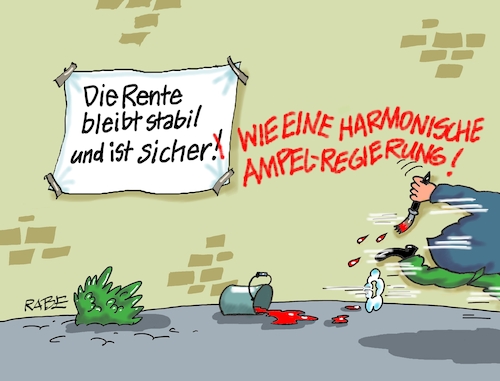 Cartoon: Rente sicher (medium) by RABE tagged olaf,scholz,bundeskanzler,ankündigung,zeitenwende,ergebnisse,opposition,union,rabe,ralf,böhme,cartoon,karikatur,pressezeichnung,farbcartoon,tagescartoon,kluft,spalt,brücke,ampel,ampelregierung,abgrund,rentenversicherung,rentenversicherungschefin,rente,sicherheit,harmonie,hauswand,schierfink,farbeimer,farbe,pinsel,olaf,scholz,bundeskanzler,ankündigung,zeitenwende,ergebnisse,opposition,union,rabe,ralf,böhme,cartoon,karikatur,pressezeichnung,farbcartoon,tagescartoon,kluft,spalt,brücke,ampel,ampelregierung,abgrund,rentenversicherung,rentenversicherungschefin,rente,sicherheit,harmonie,hauswand,schierfink,farbeimer,farbe,pinsel