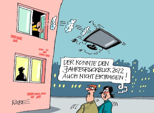 Cartoon: Rückblick (medium) by RABE tagged gas,gassparen,gasnotstand,gasgeben,sanktionen,gasspeicher,gasheizung,rabe,ralf,böhme,cartoon,karikatur,pressezeichnung,farbcartoon,tagescartoon,robert,habeck,putin,ukrainekrieg,wumms,doppelwumms,inflation,fenster,rauswurf,fernseher,tv,jahresrückblick,gas,gassparen,gasnotstand,gasgeben,sanktionen,gasspeicher,gasheizung,rabe,ralf,böhme,cartoon,karikatur,pressezeichnung,farbcartoon,tagescartoon,robert,habeck,putin,ukrainekrieg,wumms,doppelwumms,inflation,fenster,rauswurf,fernseher,tv,jahresrückblick