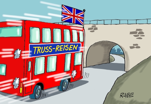 Cartoon: Rücktritt Truss (medium) by RABE tagged boris,johnson,premier,london,downing,street,ausgang,rücktritt,clown,schuhe,tür,clownsschuhe,rabe,ralf,böhme,cartoon,karikatur,pressezeichnung,farbcartoon,tagescartoon,liz,truss,premierministerin,downingstreet,brücke,doppelstockbus,doppeldecker,boris,johnson,premier,london,downing,street,ausgang,rücktritt,clown,schuhe,tür,clownsschuhe,rabe,ralf,böhme,cartoon,karikatur,pressezeichnung,farbcartoon,tagescartoon,liz,truss,premierministerin,downingstreet,brücke,doppelstockbus,doppeldecker