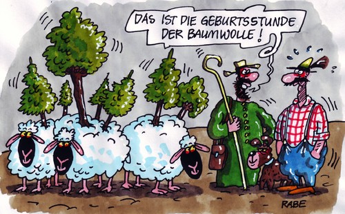 Cartoon: Schäferstündchen (medium) by RABE tagged schäfer,schafe,hirte,hirtenstab,scgafswolle,baumwolle,naturwolle,naturfaser,weide,wiese,koppel,rhönschaf,biosphäre,baum,laubbaum,nadelbaum,eiche,buche,tanne,fichte,hirtenmantel,hirtentasche,männer,hund,hütehund,hirtenhund,hosenträger,gamsbart,hut,wachsen,geburt,geburtsstunde,kreisssaal,schäfer,schafe,hirte,hirtenstab,baumwolle,naturwolle,naturfaser,weide,baum,nadelbaum,laubbaum,tiere