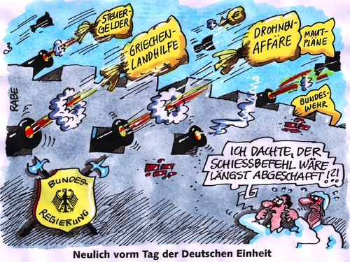 Cartoon: Schiessbefehl (medium) by RABE tagged mauerfall,tag,der,deutschen,einheit,oktober,bundesregierung,ddr,bundesrepublik,grenze,stacheldraht,selbstschußanlagen,herbst,rabe,ralf,böhme,cartoon,karikatur,pressezeichnung,farbcartoon,tagescartoon,griechenland,griechenlandhilfe,rettungspakete,steuergelder,mautpläne,drohnenaffäre,bundeswehr,mauerfall,tag,der,deutschen,einheit,oktober,bundesregierung,ddr,bundesrepublik,grenze,stacheldraht,selbstschußanlagen,herbst,rabe,ralf,böhme,cartoon,karikatur,pressezeichnung,farbcartoon,tagescartoon,griechenland,griechenlandhilfe,rettungspakete,steuergelder,mautpläne,drohnenaffäre,bundeswehr