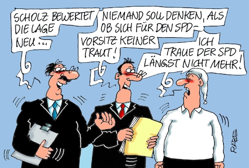 Cartoon: Scholz traut sich (medium) by RABE tagged spd,parteivorsitz,doppelspitze,olaf,scholz,bewerbung,gesine,schwan,stegner,michel,traut,rabe,ralf,böhme,cartoon,karikatur,pressezeichnung,farbcartoon,tagescartoon,befragung,mitgliederentscheid,nahles,schulze,schulz,spd,parteivorsitz,doppelspitze,olaf,scholz,bewerbung,gesine,schwan,stegner,michel,traut,rabe,ralf,böhme,cartoon,karikatur,pressezeichnung,farbcartoon,tagescartoon,befragung,mitgliederentscheid,nahles,schulze,schulz