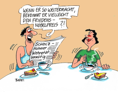 Cartoon: Scholz Verteidigung (medium) by RABE tagged sonderparteitag,spd,martin,schulz,ja,groko,koalitionsverhandlungen,rabe,ralf,böhme,cartoon,karikatur,pressezeichnung,farbcartoon,tagescartoon,merkel,union,scholz,finanzministerhaushaltsenrwurf,bundestag,gelder,von,der,leyen,militärausgaben,erhöhung,bundeswehretat,aufstockung,friedensnobelpreis,sonderparteitag,spd,martin,schulz,ja,groko,koalitionsverhandlungen,rabe,ralf,böhme,cartoon,karikatur,pressezeichnung,farbcartoon,tagescartoon,merkel,union,scholz,finanzministerhaushaltsenrwurf,bundestag,gelder,von,der,leyen,militärausgaben,erhöhung,bundeswehretat,aufstockung,friedensnobelpreis