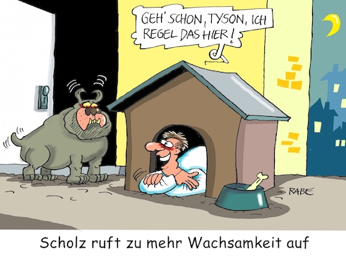 Cartoon: Seid wachsam (medium) by RABE tagged ampelregierung,scholz,spd,grüne,fdp,lindner,kinder,kindergrundsicherung,rabe,ralf,böhme,cartoon,karikatur,pressezeichnung,farbcartoon,tagescartoon,hausmeister,ohren,zähne,wachsamkeit,wache,rechte,afd,rassismus,hund,wachhund,hundehütte,herrchen,ampelregierung,scholz,spd,grüne,fdp,lindner,kinder,kindergrundsicherung,rabe,ralf,böhme,cartoon,karikatur,pressezeichnung,farbcartoon,tagescartoon,hausmeister,ohren,zähne,wachsamkeit,wache,rechte,afd,rassismus,hund,wachhund,hundehütte,herrchen