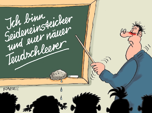 Cartoon: Seiteneinsteiger II (medium) by RABE tagged lehrer,schüler,bildung,bildungswesen,bildungsbereich,lehrerzimmer,schulklasse,rabe,ralf,böhme,cartoon,karikatur,pressezeichnung,tageszeichnung,seiteneinsteiger,lehrermangel,tafel,schultafel,kreide,lehrer,schüler,bildung,bildungswesen,bildungsbereich,lehrerzimmer,schulklasse,rabe,ralf,böhme,cartoon,karikatur,pressezeichnung,tageszeichnung,seiteneinsteiger,lehrermangel,tafel,schultafel,kreide