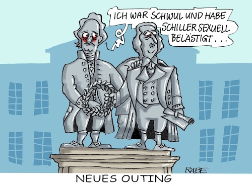 Cartoon: Sexuelle Verfehlungen (medium) by RABE tagged sexuell,belästigung,schritt,schwul,spacy,hollywood,politik,verfehlung,outing,rabe,ralf,böhme,cartoon,karikatur,pressezeichnung,farbcartoon,tagescartoon,goethe,schiller,denkmal,weimar,partnerschaft,sex,sexuell,belästigung,schritt,schwul,spacy,hollywood,politik,verfehlung,outing,rabe,ralf,böhme,cartoon,karikatur,pressezeichnung,farbcartoon,tagescartoon,goethe,schiller,denkmal,weimar,partnerschaft