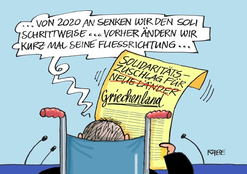 Cartoon: Soli (medium) by RABE tagged schäble,soli,solizuschlag,solidaritätszuschlag,neue,länder,zone,seehofer,csu,merkel,cdu,finanzminister,rabe,ralf,böhme,cartoon,karikatur,pressezeichnung,farbcartoon,tagescartoon,rollstuhl,griechenlan,griechenlandhilfe,rettungsschirm,schäble,soli,solizuschlag,solidaritätszuschlag,neue,länder,zone,seehofer,csu,merkel,cdu,finanzminister,rabe,ralf,böhme,cartoon,karikatur,pressezeichnung,farbcartoon,tagescartoon,rollstuhl,griechenlan,griechenlandhilfe,rettungsschirm