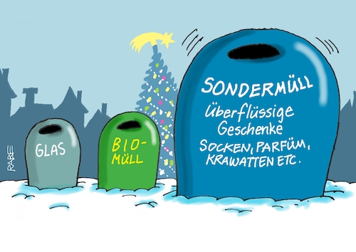 Cartoon: Sondermüll (medium) by RABE tagged weihnachten,weihnachtsmann,nikolaus,nikolaustag,stiefel,nikolausstiefelmichel,cartoon,karikatur,pressezeichnung,farbcartoon,tagescartoon,rute,besen,geschenke,dezember,container,müllcontainer,altglas,biomüll,geschenkeumtausch,umtausch,rückgabe,rücknahme,socken,krawatten,parfüm,weihnachten,weihnachtsmann,nikolaus,nikolaustag,stiefel,nikolausstiefelmichel,cartoon,karikatur,pressezeichnung,farbcartoon,tagescartoon,rute,besen,geschenke,dezember,container,müllcontainer,altglas,biomüll,geschenkeumtausch,umtausch,rückgabe,rücknahme,socken,krawatten,parfüm