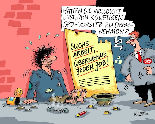 Cartoon: SPD Doppelspitze II (medium) by RABE tagged nahles,spd,sozialdemokraten,groko,umfragetief,scholz,rabe,ralf,böhme,cartoon,karikatur,pressezeichnung,farbcartoon,tagescartoon,herztod,magenerkrankungen,arzt,herzbericht,herzinfarkt,doppelspitze,richtungsvorgabe,mitglieder,mitgliederbefragung,bettler,looser,job,arbeitssuche,vorsitz,parteivorsitz,spitzenpersonal,nichtmitglieder,bewerber,nahles,spd,sozialdemokraten,groko,umfragetief,scholz,rabe,ralf,böhme,cartoon,karikatur,pressezeichnung,farbcartoon,tagescartoon,herztod,magenerkrankungen,arzt,herzbericht,herzinfarkt,doppelspitze,richtungsvorgabe,mitglieder,mitgliederbefragung,bettler,looser,job,arbeitssuche,vorsitz,parteivorsitz,spitzenpersonal,nichtmitglieder,bewerber