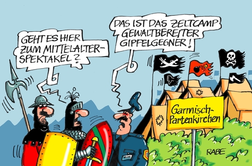 Cartoon: Spektakulum (medium) by RABE tagged gipfel,elmau,gipfelgegner,militanten,garmisch,partenkirchenzelt,zeltlager,gesieben,rabe,ralf,böhme,cartoon,karikatur,pressezeichnung,farbcartoon,tagescartoon,zeltstadt,ritter,ritterspektakel,polizei,gipfel,elmau,gipfelgegner,militanten,garmisch,partenkirchenzelt,zeltlager,gesieben,rabe,ralf,böhme,cartoon,karikatur,pressezeichnung,farbcartoon,tagescartoon,zeltstadt,ritter,ritterspektakel,polizei