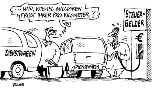 Cartoon: Spritfresser (medium) by RABE tagged dienstwagen,dienstwagenaffäre,dienstwagenpauschale,steuergelder,steuerzahler,steuerberater,steuererklärung,euro,krise,zapfsäule,tankstelle,eu,finanzamt,finanzminister,schäuble,cdu,bundesregierung,kanzlerin,merkel,steuerbund,steuerschätzer,bürger,autofahrer,kraftfahrer,rückerstattung,kilometerpauschale,cent,auto,pkw,fahrzeug,pendler,regierungsbeamte,regierungsfahrzeug,limousine,straße,fahrbahn,dienstwagen,dienstwagenaffäre,dienstwagenpauschale,steuergelder,steuerzahler,steuerberater,steuererklärung,euro,tankstelle,finanzamt,finanzminister