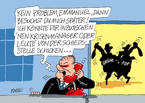 Cartoon: Staatsbesuch (medium) by RABE tagged olaf,scholz,bundeskanzler,ankündigung,zeitenwende,ergebnisse,opposition,union,rabe,ralf,böhme,cartoon,karikatur,pressezeichnung,farbcartoon,tagescartoon,kluft,spalt,brücke,ampel,ampelregierung,abgrund,streit,schiesdkommission,schiedsstelle,fdp,grüne,habeck,lindner,prügel,krisenmanager,emmanuel,macron,staatsbesuch,berlin,frankreich,paris,krawalle,unruhen,polizei,olaf,scholz,bundeskanzler,ankündigung,zeitenwende,ergebnisse,opposition,union,rabe,ralf,böhme,cartoon,karikatur,pressezeichnung,farbcartoon,tagescartoon,kluft,spalt,brücke,ampel,ampelregierung,abgrund,streit,schiesdkommission,schiedsstelle,fdp,grüne,habeck,lindner,prügel,krisenmanager,emmanuel,macron,staatsbesuch,berlin,frankreich,paris,krawalle,unruhen,polizei