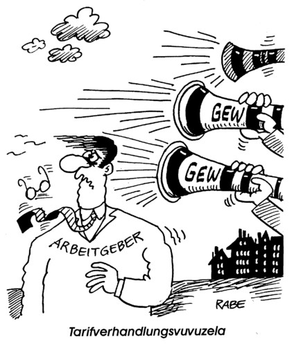 Cartoon: Tarifverhandlungen (medium) by RABE tagged gewerkschaft,verdi,unterricht,erziehung,gew,arbeitgeber,arbeitnehmer,tarifangebot,lohnforderung,streik,lehrer,erzieherinnen,euro,krise,kultusministerium,kultusminister,demo,vuvuzela,ötv,streikbrecher,arbeitskampf,arbeitsniederlegung,gehaltsforderung,einstufung,tarif,straßensperre,gewerkschaft,verdi,unterricht,erziehung,gew,arbeitgeber,arbeitnehmer,tarifangebot,lohnforderung,streik,lehrer,erzieherinnen,krise,kultusministerium,kultusminister,arbeit,job