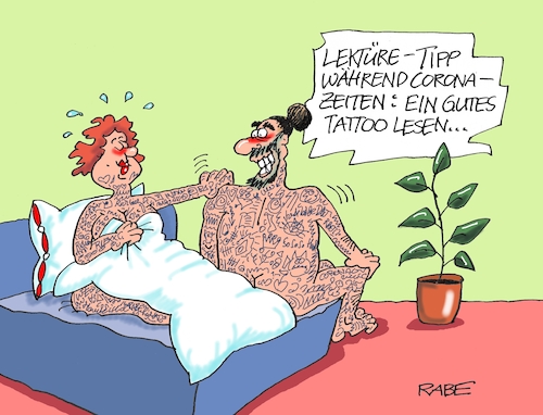 Cartoon: Tattoolektüre (medium) by RABE tagged virus,corona,pandemie,coronakrise,rabe,ralf,böhme,cartoon,karikatur,pressezeichnung,farbcartoon,tagescartoon,viren,virenschutz,mundschutz,desinfektion,föderal,föderalismus,ländersache,lesen,bücher,kontaktbeschränkung,tattoo,tattoostudieo,tattoostecher,virus,corona,pandemie,coronakrise,rabe,ralf,böhme,cartoon,karikatur,pressezeichnung,farbcartoon,tagescartoon,viren,virenschutz,mundschutz,desinfektion,föderal,föderalismus,ländersache,lesen,bücher,kontaktbeschränkung,tattoo,tattoostudieo,tattoostecher