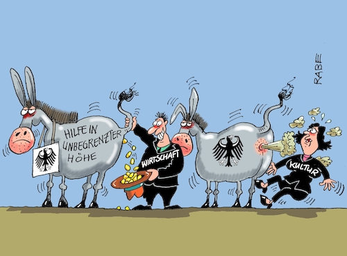 Cartoon: Tischlein deck dich (medium) by RABE tagged virus,corona,pandemie,coronakrise,rabe,ralf,böhme,cartoon,karikatur,pressezeichnung,farbcartoon,tagescartoon,viren,virenschutz,mundschutz,desinfektion,föderal,föderalismus,ländersache,goldesel,ausgleich,ausgleichszahlung,kredite,wirtschaft,unternehmen,kultur,kulturbetriebe,kinos,theater,galerien,esel,soforthilfen,virus,corona,pandemie,coronakrise,rabe,ralf,böhme,cartoon,karikatur,pressezeichnung,farbcartoon,tagescartoon,viren,virenschutz,mundschutz,desinfektion,föderal,föderalismus,ländersache,goldesel,ausgleich,ausgleichszahlung,kredite,wirtschaft,unternehmen,kultur,kulturbetriebe,kinos,theater,galerien,esel,soforthilfen