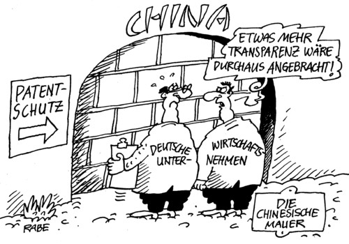 Cartoon: Transparenz (medium) by RABE tagged china,staatsbesuch,kanzlerin,merkel,peking,menschenrechte,milliardenabschlüsse,eurokrise,eurorettung,merkelbesuch,wirtschaftsverträge,premierminister,jiabao,regierungskonsultation,patent,patentamt,patentschutz,transparenz,wirtschaftsunternehmen,plagiat,raubkopien,mauer,china,staatsbesuch,kanzlerin,merkel,peking,menschenrechte,milliardenabschlüsse,eurokrise,eurorettung,merkelbesuch,wirtschaftsverträge,premierminister,jiabao,regierungskonsultation,patent,patentamt,patentschutz,transparenz,wirtschaftsunternehmen,plagiat,raubkopien,mauer