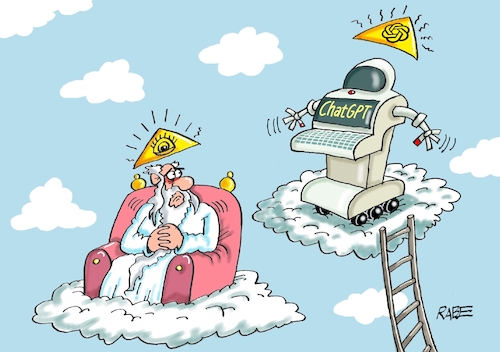 Cartoon: Übergeordnet (medium) by RABE tagged chatgpt,intelligenz,roboter,ki,volker,wissing,fdp,rabe,ralf,böhme,cartoon,karikatur,pressezeichnung,farbcartoon,tagescartoon,gott,wolken,himmel,auge,chatgpt,intelligenz,roboter,ki,volker,wissing,fdp,rabe,ralf,böhme,cartoon,karikatur,pressezeichnung,farbcartoon,tagescartoon,gott,wolken,himmel,auge