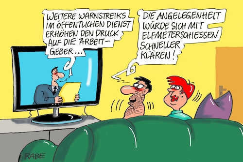 Cartoon: Verdi Streikverschärfung (medium) by RABE tagged streik,gewerkschaften,verdi,gew,öffentlicher,dienst,lehrer,erzieher,beamte,bsirske,verdichef,arbeitgeber,arbeitnehmer,rabe,ralf,böhme,cartoon,karikatur,pressezeichnung,frabcartoon,tagescartoon,warnstreiks,lohnerhöhung,gehalt,fußball,elfmeter,elfmeterschießen,streik,gewerkschaften,verdi,gew,öffentlicher,dienst,lehrer,erzieher,beamte,bsirske,verdichef,arbeitgeber,arbeitnehmer,rabe,ralf,böhme,cartoon,karikatur,pressezeichnung,frabcartoon,tagescartoon,warnstreiks,lohnerhöhung,gehalt,fußball,elfmeter,elfmeterschießen