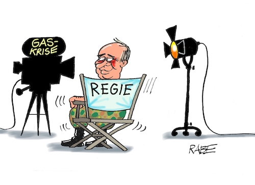 Cartoon: Von der Rolle (medium) by RABE tagged gas,gassparen,gasnotstand,gasgeben,sanktionen,gasspeicher,gasheizung,rabe,ralf,böhme,cartoon,karikatur,pressezeichnung,farbcartoon,tagescartoon,robert,habeck,putin,ukrainekrieg,kremlchef,regie,film,filapparat,filmkamera,regiestuhl,gaskrise,nordstream,pipeline,gashahn,gas,gassparen,gasnotstand,gasgeben,sanktionen,gasspeicher,gasheizung,rabe,ralf,böhme,cartoon,karikatur,pressezeichnung,farbcartoon,tagescartoon,robert,habeck,putin,ukrainekrieg,kremlchef,regie,film,filapparat,filmkamera,regiestuhl,gaskrise,nordstream,pipeline,gashahn