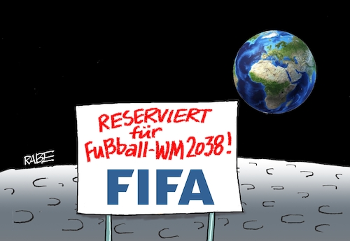 Cartoon: Vorausschauendes (medium) by RABE tagged fussball,wm,klimafreundlich,klimaneutral,kontinente,ball,fußball,spieler,druck,fifa,katar,winter,weltmeisterschaft,winterweltmeisterschaft,reservirung,mond,weltall,erde,schild,reservierung,fussball,wm,klimafreundlich,klimaneutral,kontinente,ball,fußball,spieler,druck,fifa,katar,winter,weltmeisterschaft,winterweltmeisterschaft,reservirung,mond,weltall,erde,schild,reservierung