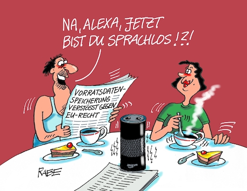 Cartoon: Vorratsdaten Zwei (medium) by RABE tagged vorratsdaten,vorratsdatenspeicherung,speicherung,eu,recht,eugh,verstoss,deutschland,fdp,justizminister,buschmann,rabe,ralf,böhme,cartoon,karikatur,pressezeichnung,farbcartoon,tagescartoon,ehepaar,frühstückstisch,kaffe,zeitung,schlagzeile,alexa,amazon,internet,vorratsdaten,vorratsdatenspeicherung,speicherung,eu,recht,eugh,verstoss,deutschland,fdp,justizminister,buschmann,rabe,ralf,böhme,cartoon,karikatur,pressezeichnung,farbcartoon,tagescartoon,ehepaar,frühstückstisch,kaffe,zeitung,schlagzeile,alexa,amazon,internet