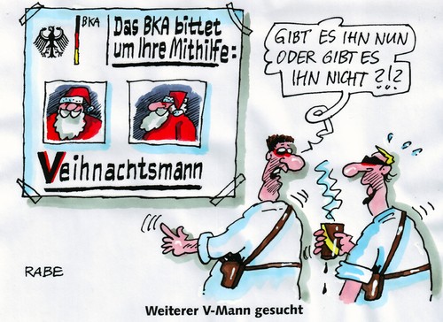 Cartoon: Vorvreude schönste Vreude (medium) by RABE tagged bka,fahndung,fahndungsplakat,terroristen,nazi,naziterror,rechte,verbrechen,gewalt,verfassungsschutz,innenmnister,friedrich,csu,bundesregierung,protest,kripo,männer,mithilfe,braune,rechts,beamte,mordserie,weihnachten,weihnachtsfest,weihnachtsmann,rauschebart,fahndungsliste,bka,fahndung,fahndungsplakat,terroristen,nazi,nazis,gewalt,verbrechen,verfassungsschutz